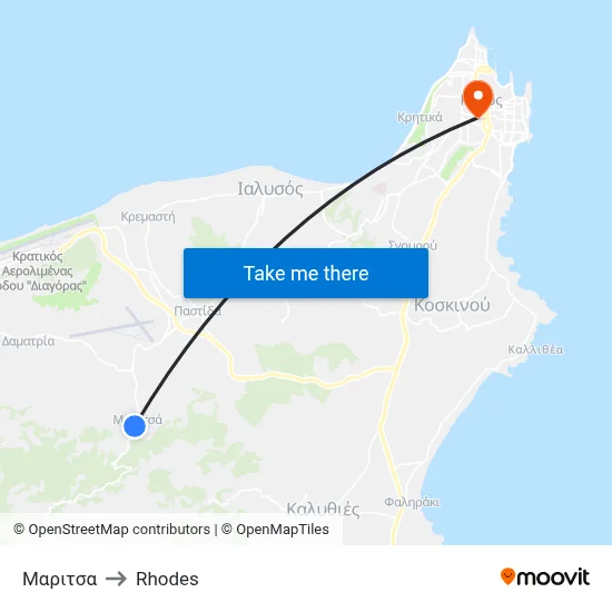Maritsa to Rhodes map