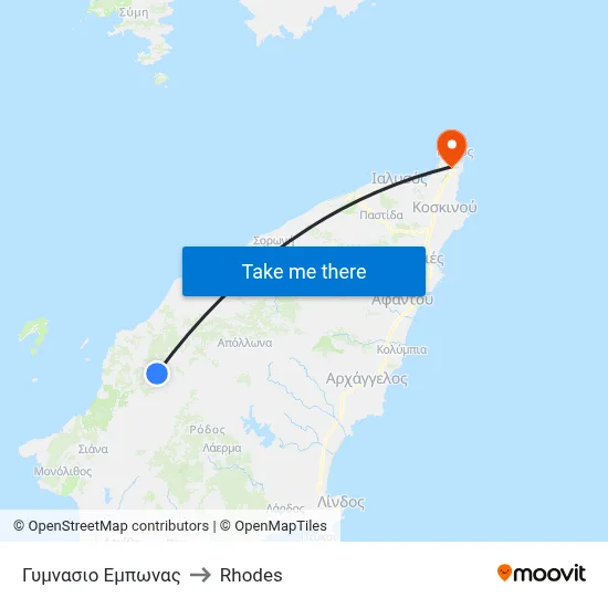 Embonas High School to Rhodes map
