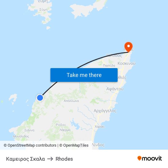 Καμειρος Σκαλα to Rhodes map