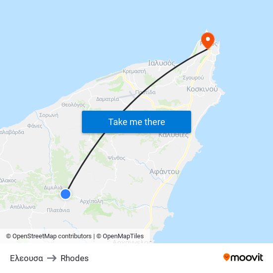 Ελεουσα to Rhodes map