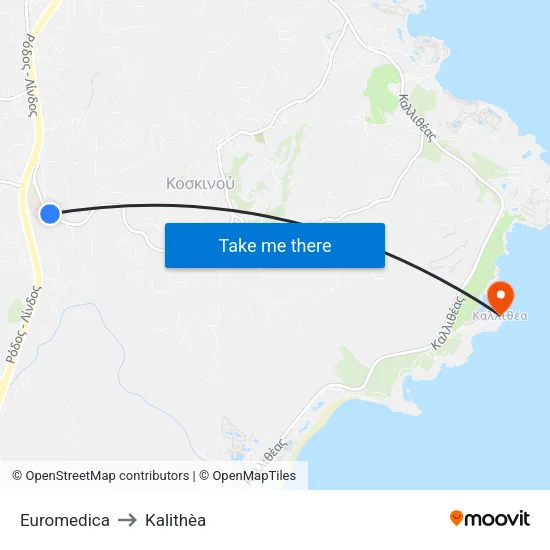 Euromedica to Kalithea map