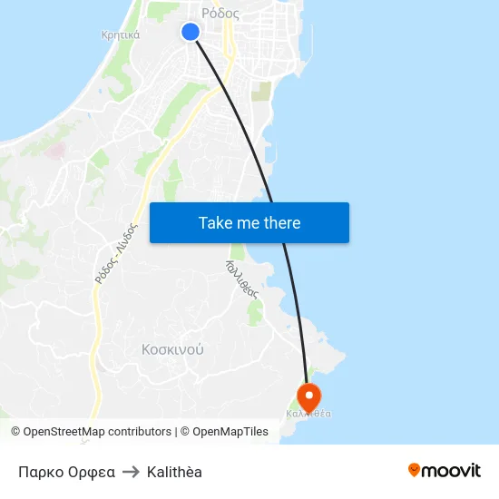 Παρκο Ορφεα to Kalithèa map