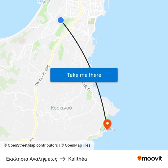 Analipsi Church to Kalithea map