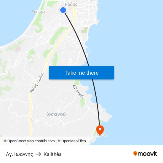 Αγ. Ιωαννης to Kalithèa map