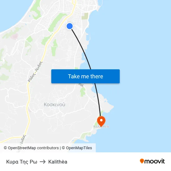 Kyra tis Ro to Kalithea map