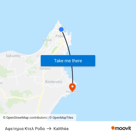 Roda Bus Terminal to Kalithea map