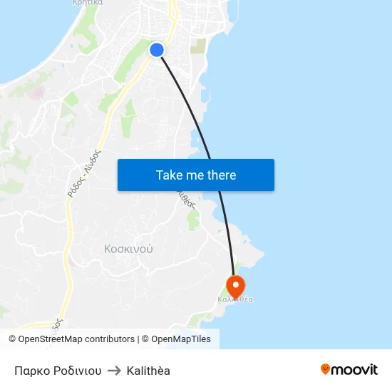 Rodini Park to Kalithea map