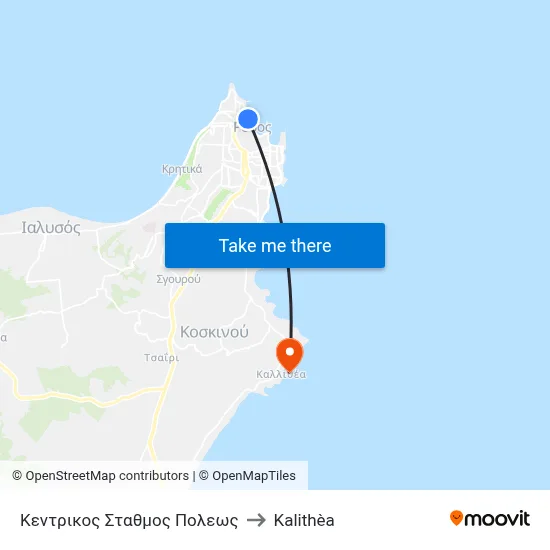 Central City Station to Kalithea map