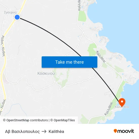 AB Vassilopoulos to Kalithea map