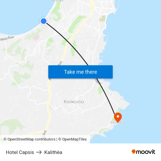 Hotel Capsis to Kalithea map