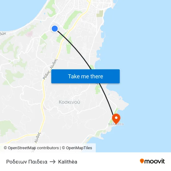 Rodeion Paideia to Kalithea map