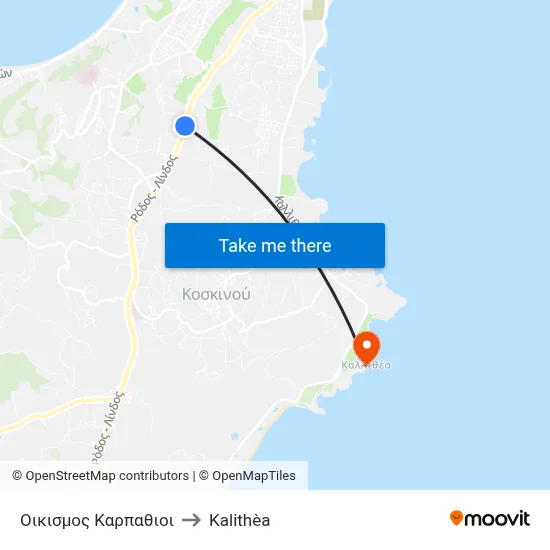 Karpathioi Settlement to Kalithea map