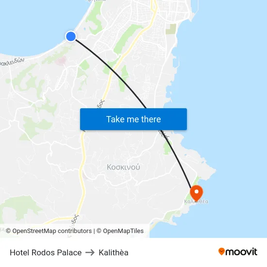 Hotel Rodos Palace to Kalithèa map