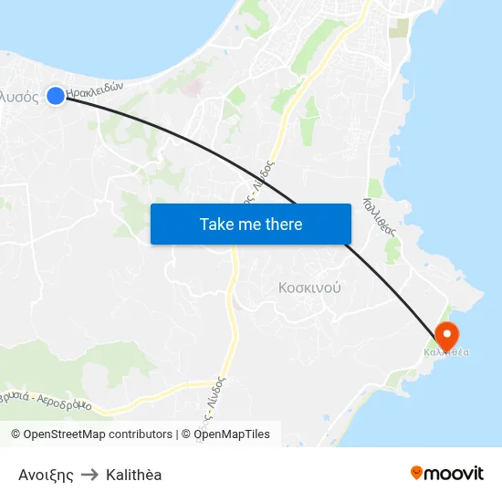 Anixis to Kalithea map