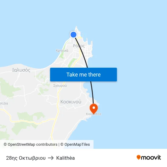 28th October Street to Kalithea map