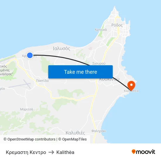 Kremasti Center to Kalithea map