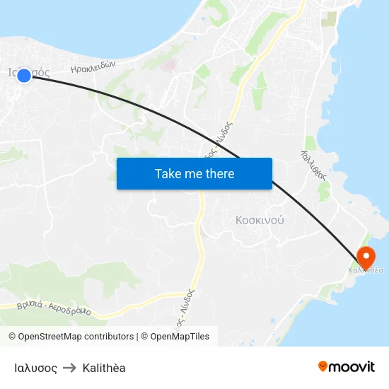 Ialysos to Kalithea map