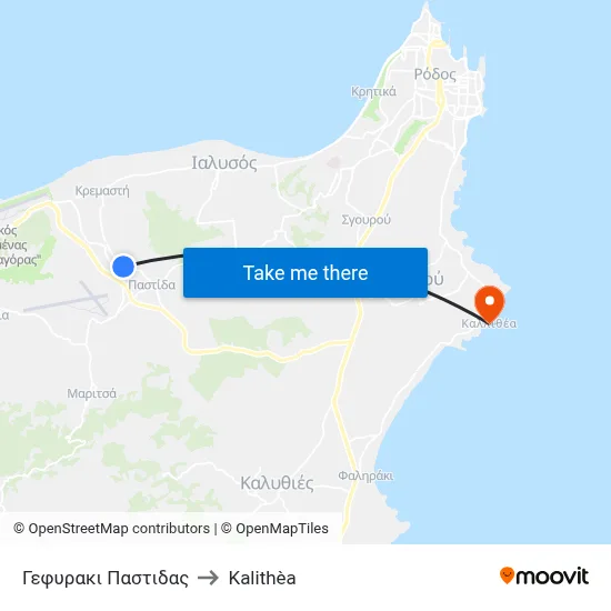 Pastida Bridge to Kalithea map