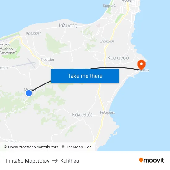 Maritson Stadium to Kalithea map