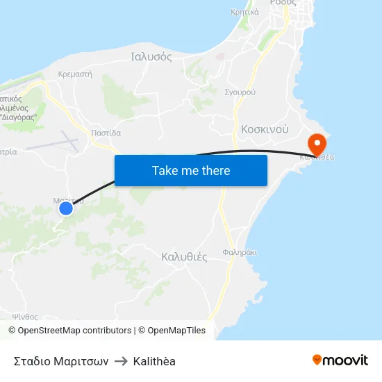 Maritson Stadium to Kalithea map