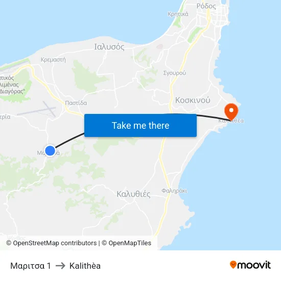 Maritsa 1 to Kalithea map