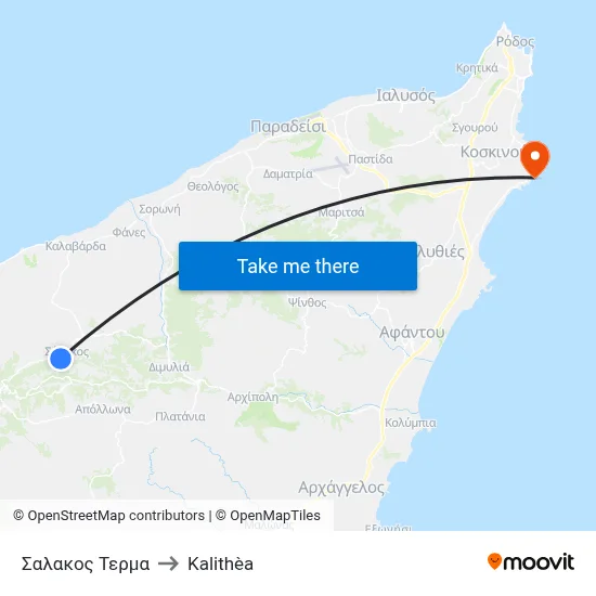 Salakos Terminal to Kalithea map