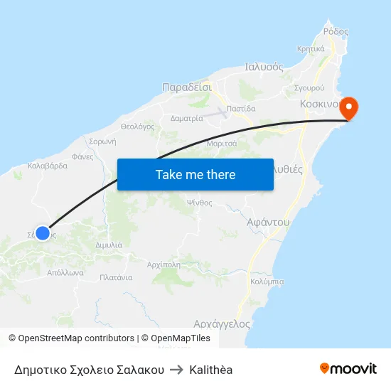 Salakos Primary School to Kalithea map