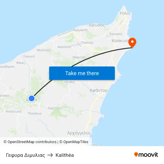 Dimylia Bridge to Kalithea map