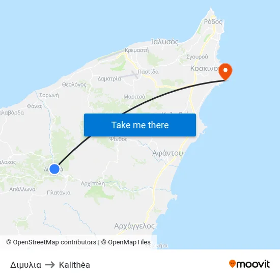 Dimylia to Kalithea map