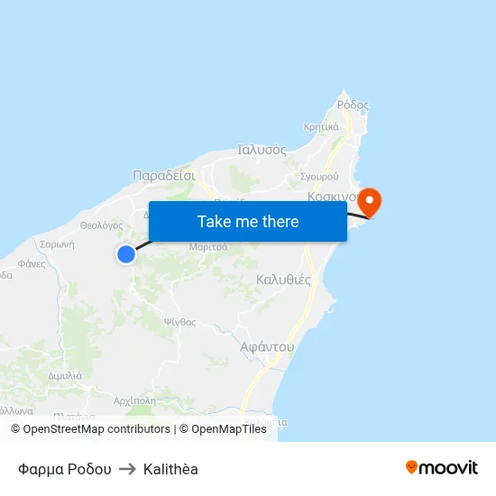 Rhodes Farm to Kalithea map