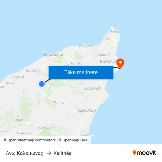 Ano Kalamonas to Kalithea map