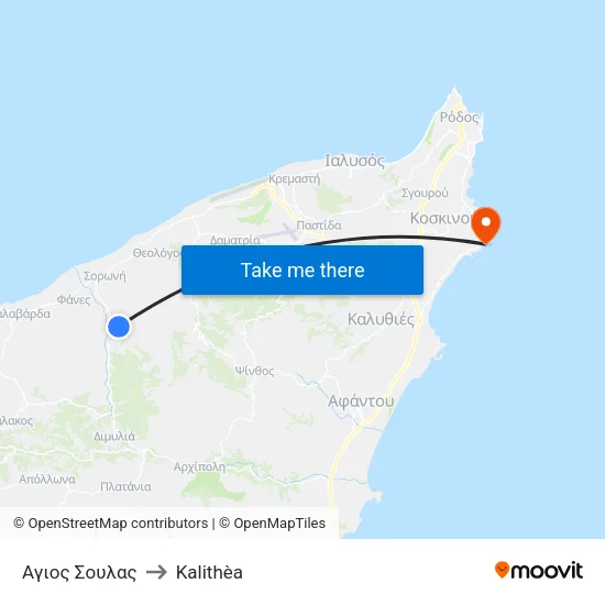 Agios Soulas to Kalithea map