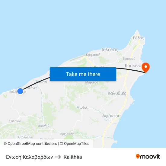 Kalavarda Union to Kalithea map