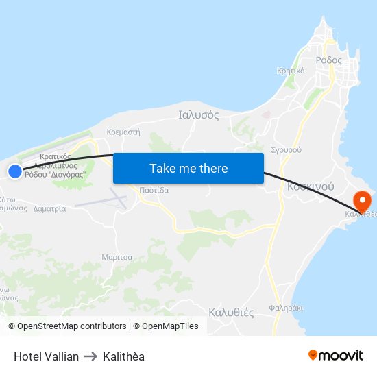 Hotel Vallian to Kalithèa map