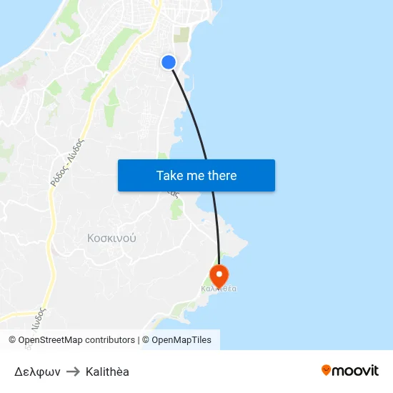 Delfon to Kalithea map