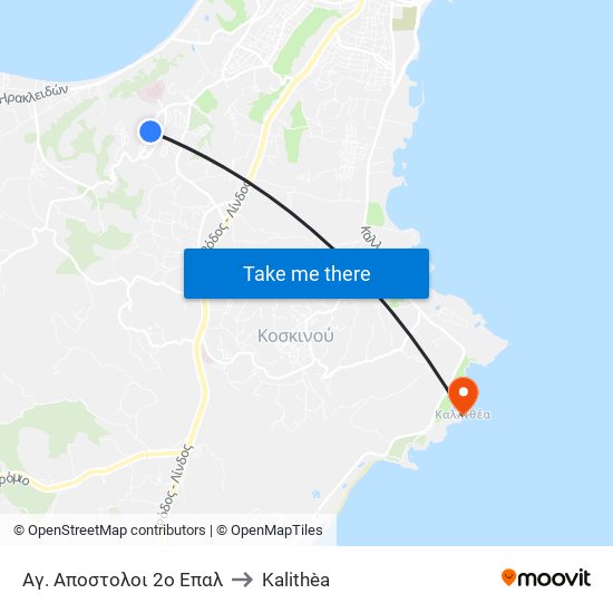 Αγ. Αποστολοι 2ο Επαλ to Kalithèa map