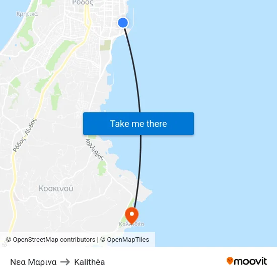 New Marina to Kalithea map