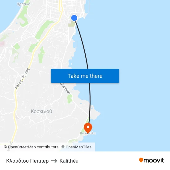 Claudius Pepper to Kalithea map