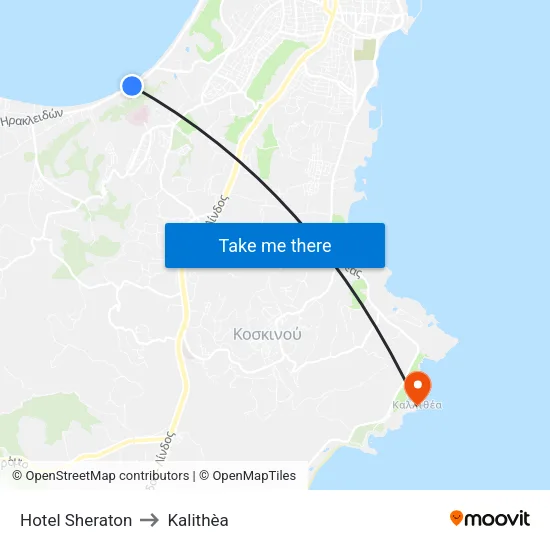 Sheraton Hotel to Kalithea map