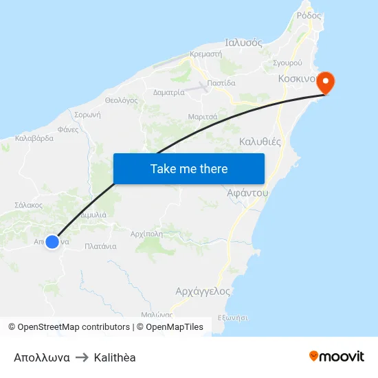 Apollona to Kalithea map