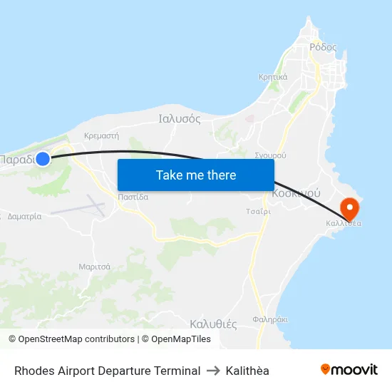 Rhodes Airport Departure Terminal to Kalithea map
