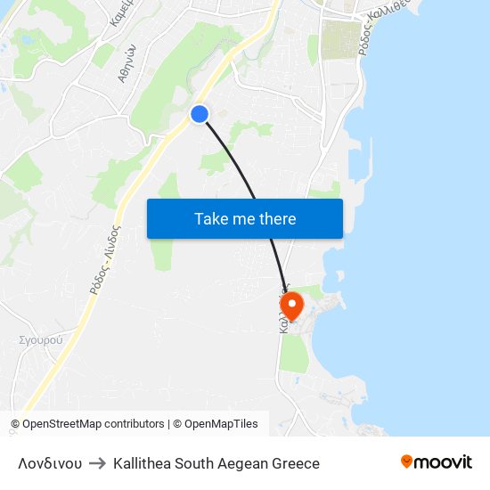 Λονδινου to Kallithea South Aegean Greece map