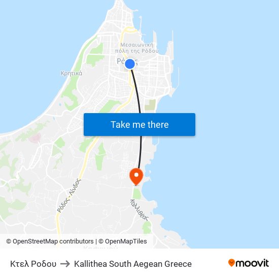 Κτελ Ροδου to Kallithea South Aegean Greece map