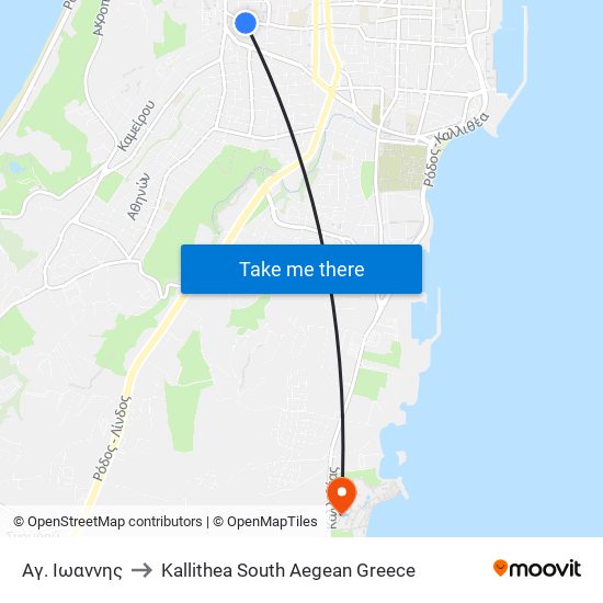 Αγ. Ιωαννης to Kallithea South Aegean Greece map