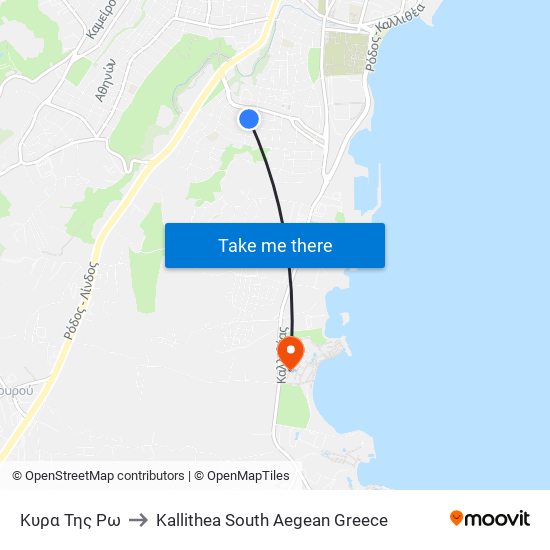 Κυρα Της Ρω to Kallithea South Aegean Greece map