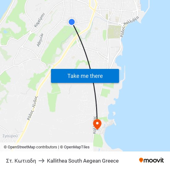 Στ. Κωτιαδη to Kallithea South Aegean Greece map