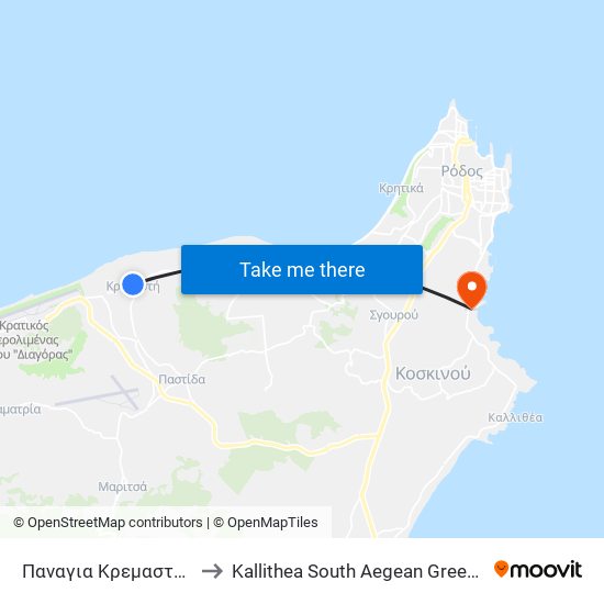 Παναγια Κρεμαστης to Kallithea South Aegean Greece map