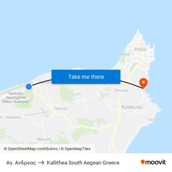 Αγ. Ανδρεας to Kallithea South Aegean Greece map