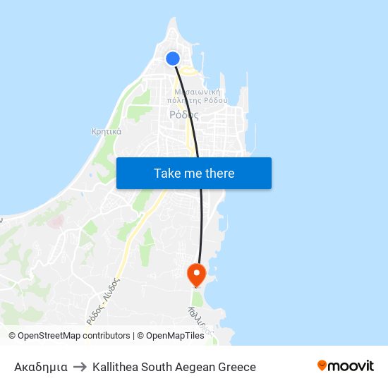 Ακαδημια to Kallithea South Aegean Greece map