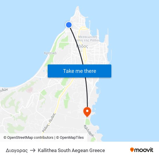 Διαγορας to Kallithea South Aegean Greece map